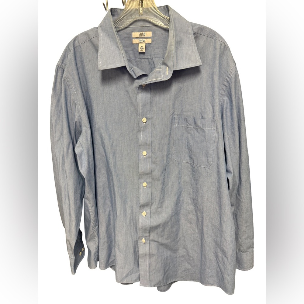 Croft & Barrow men's 18 34/35 blue pin stripe long-sleeve button-down shirt